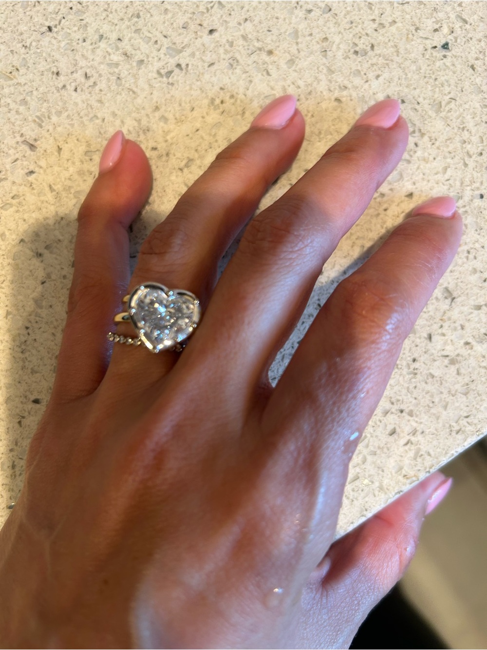 14k 5.36 ct Heart Solitaire diamond Ring button back